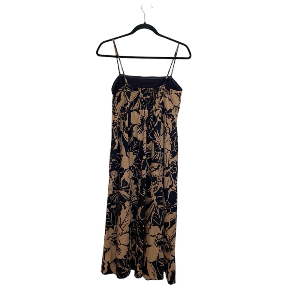 Gap Linen Floral Midi Dress Brown & Black With Removable Straps Small H66-809 - Picture 6 of 11